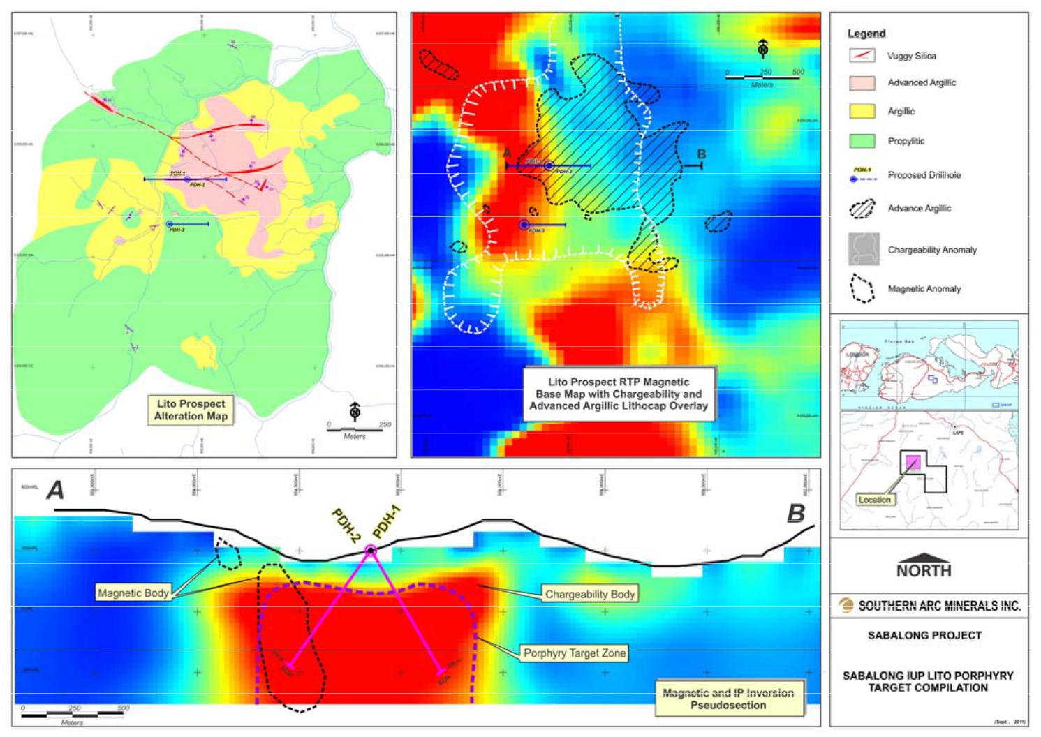 Initial Drill Hole Locations for Sabalong Phase 1 Drilling Program